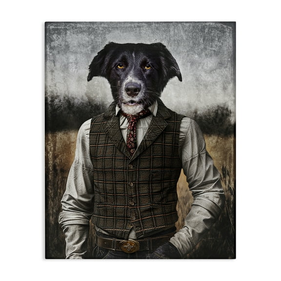 Stupell Industries Dog in Colonial Clothes Animals & Insects Painting Gallery Wrapped Canvas Art Print Wall Art, 16 x 20