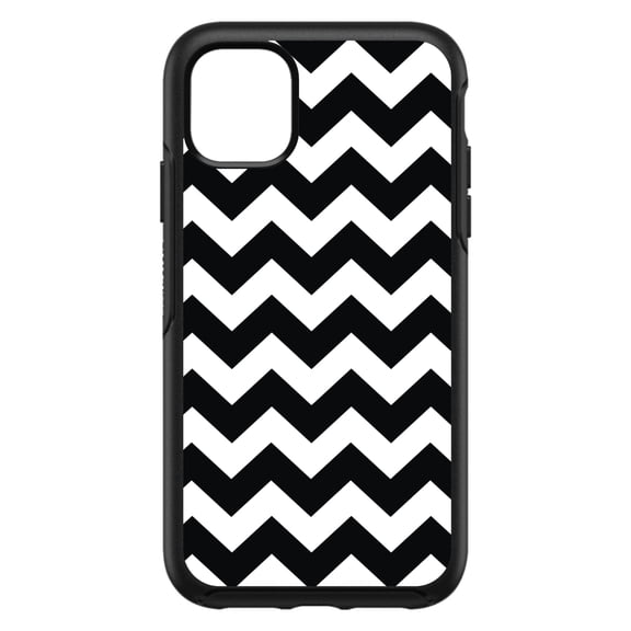 DistinctInk Custom SKIN / DECAL compatible with OtterBox Symmetry for iPhone 11 (6.1" Screen) - Black & White Chevron Stripes - Chevron Stripes Pattern