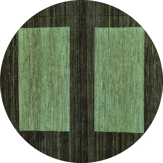 Ahgly Company Indoor Round Abstract Light Blue Modern Area Rugs, 3' Round