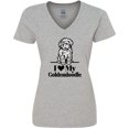 thumbnail image 3 of Inktastic I Love My Goldendoodle Dog Women's V-Neck T-Shirt, 3 of 5