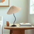 thumbnail image 4 of Modern Small Pleated Table Lamp with Beige Shade, Black Base, E12 Bulb Included for Bedroom Office Decor, 4 of 7