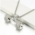 thumbnail image 2 of Sparkle Jewels Round Cubic Zirconia Men's Dumbbell Pendant Necklace 14K White Gold Finish, 2 of 2