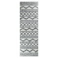 thumbnail image 3 of Geometric Stripe Plush Polypropylene Indoor Shag Runner Rug - 2’ 7” x 8', Black-Cream, 3 of 10