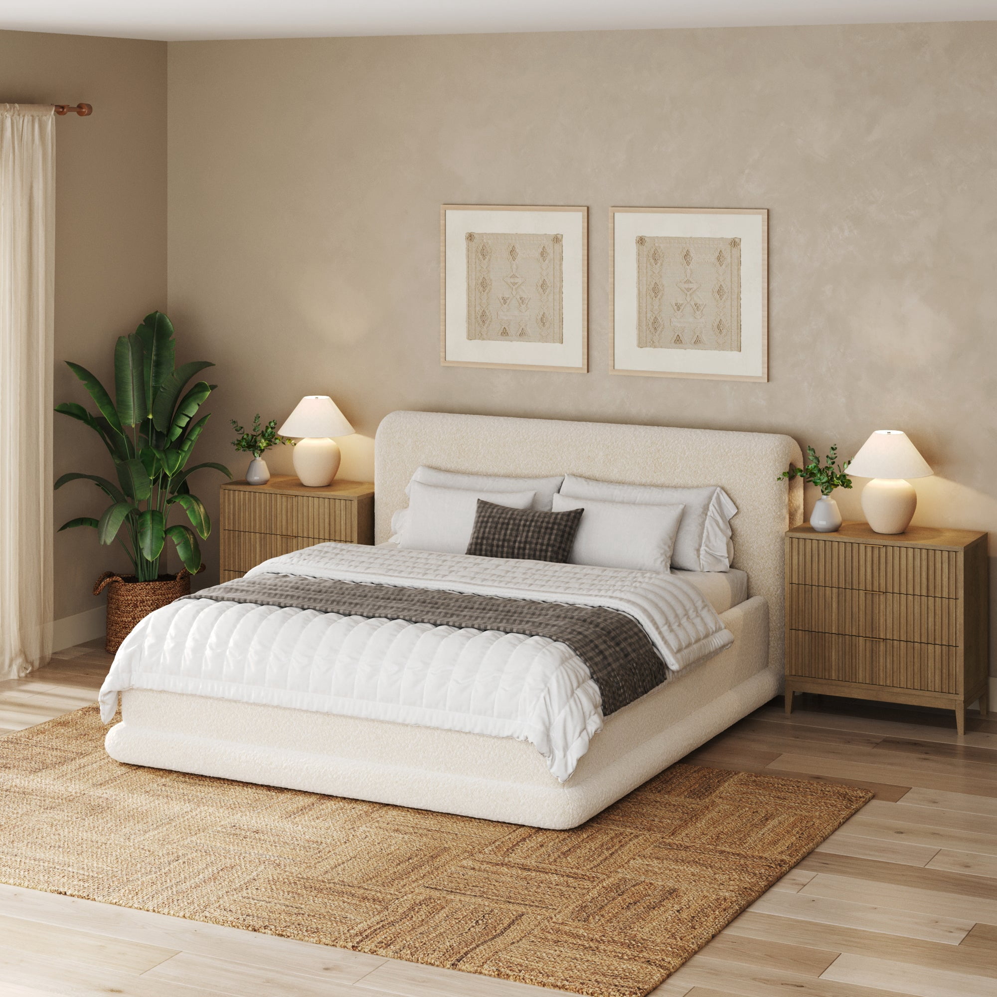 Nathan James Jasper Mid Century Modern 3-Drawer Dresser with Solid Wood Frame, Fluted Dresser for Nursery or Small Drawer for Bedroom, Light Brown