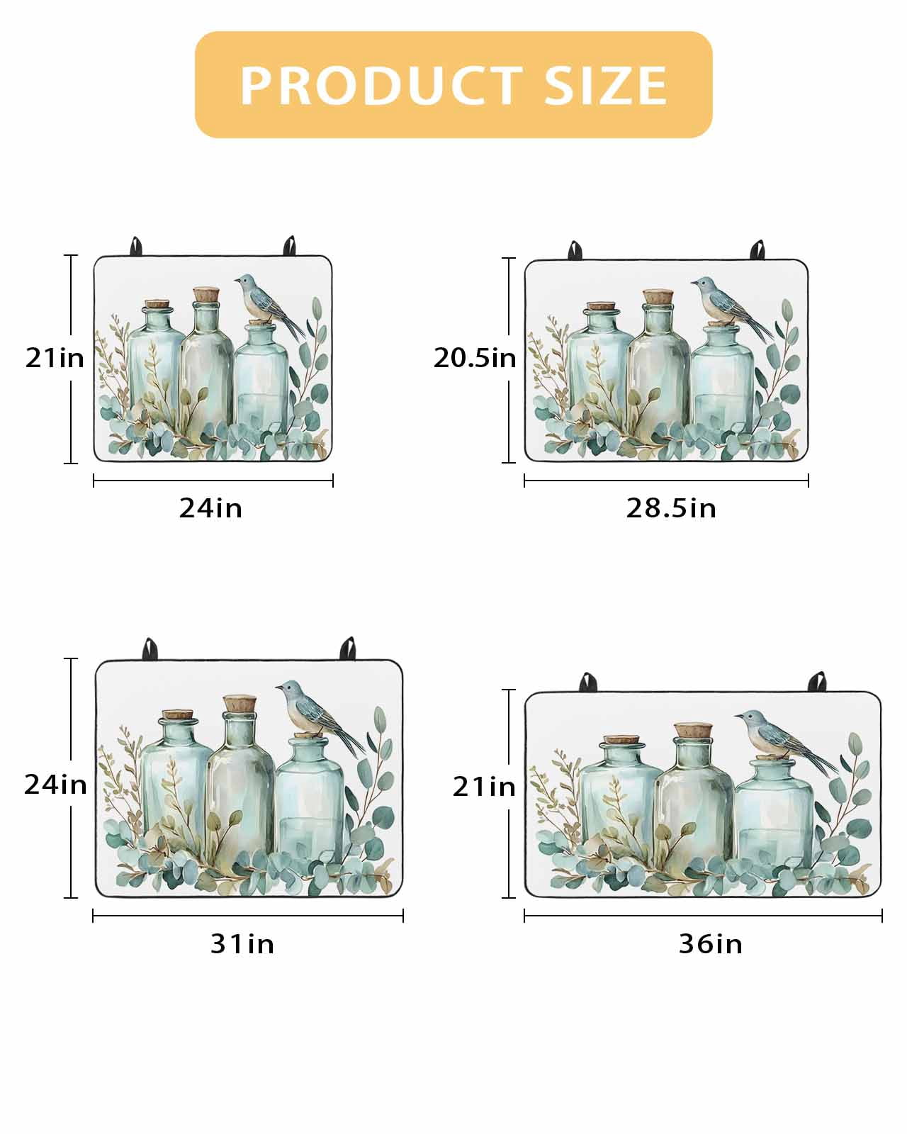 nqOlkjepod Large Induction Cooktop Protector Mat 24"x21", Green Eucalyptus Leaves Stove Top Covers for Electric Stove, Spring Botanical Vase Birds Stove Burner Cover Mats, Glass Top Stove Cover