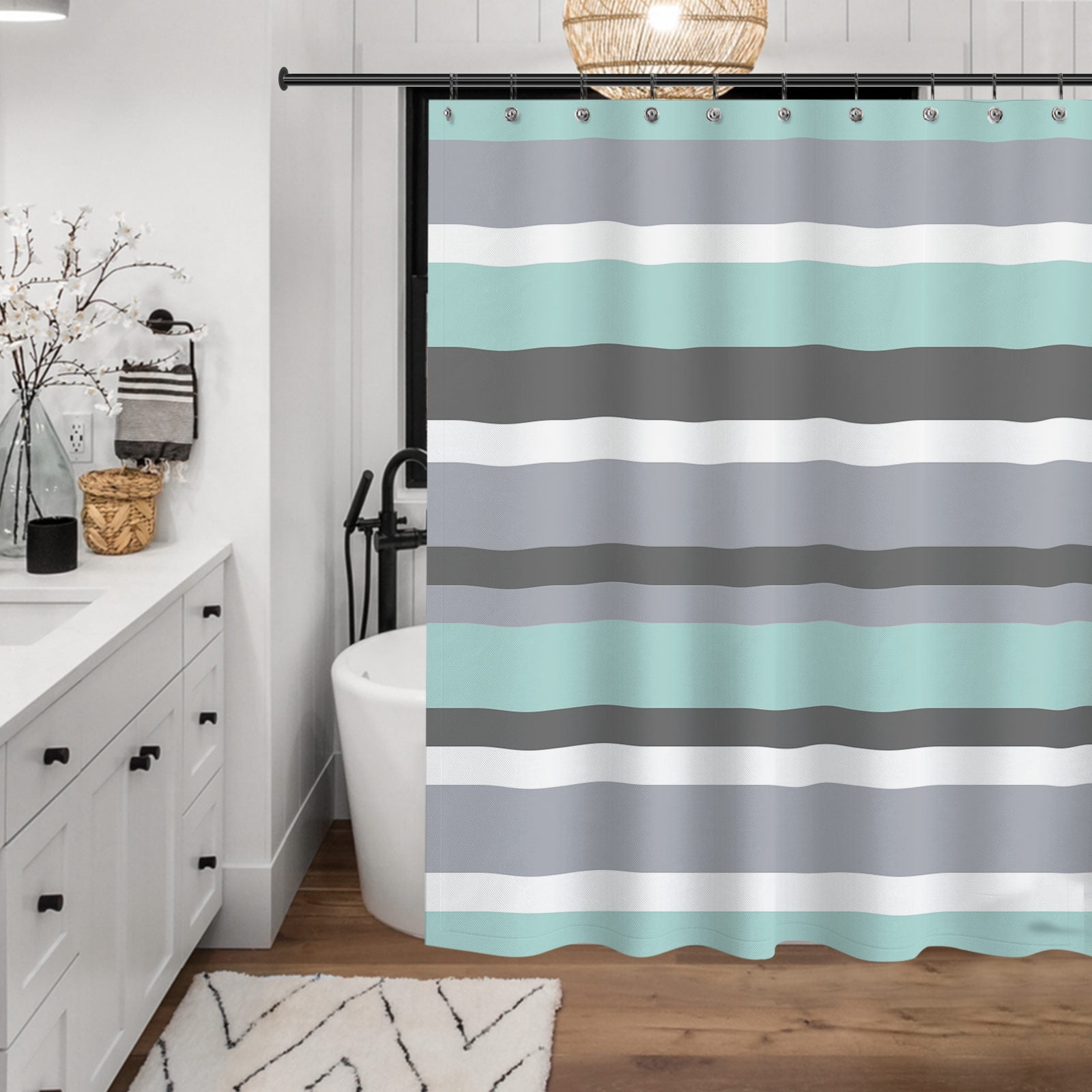 Madison Park Watercolor Stripe Shower Curtain - Modern Microfiber Bathroom Décor, 72x72 Inches, Machine Washable - View #11