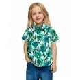 thumbnail image 6 of GNFQXSS Kids Tropical Floral Graphic Short Sleeve Button Up Shirt Relaxed Lightweight Breathable Comfortable Casual Beach Vacation Wear Green 6 Years, 6 of 9