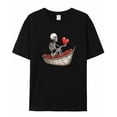 thumbnail image 5 of T Shirts for Women Short Sleeve Cotton Crewneck T-Shirt, Skeleton Heart Boat Tee Tops Casual Basic T-Shirts, XS-5XL Black S, 5 of 7