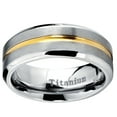 thumbnail image 2 of Men's Goldtone Plated Grooved Titanium Wedding Band Ring, Comfort fit 8mm,, 2 of 3