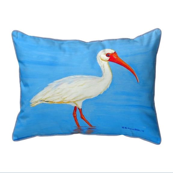 Betsy Drake Interiors Posing White Ibis Extra Large Corded Indoor/Outdoor Pillow 20x24