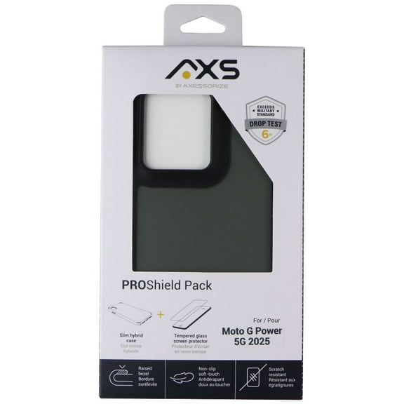 AXS ProShield Pack (Glass   Slim Hybrid Case) for Moto G Power 5G 2025 - Black