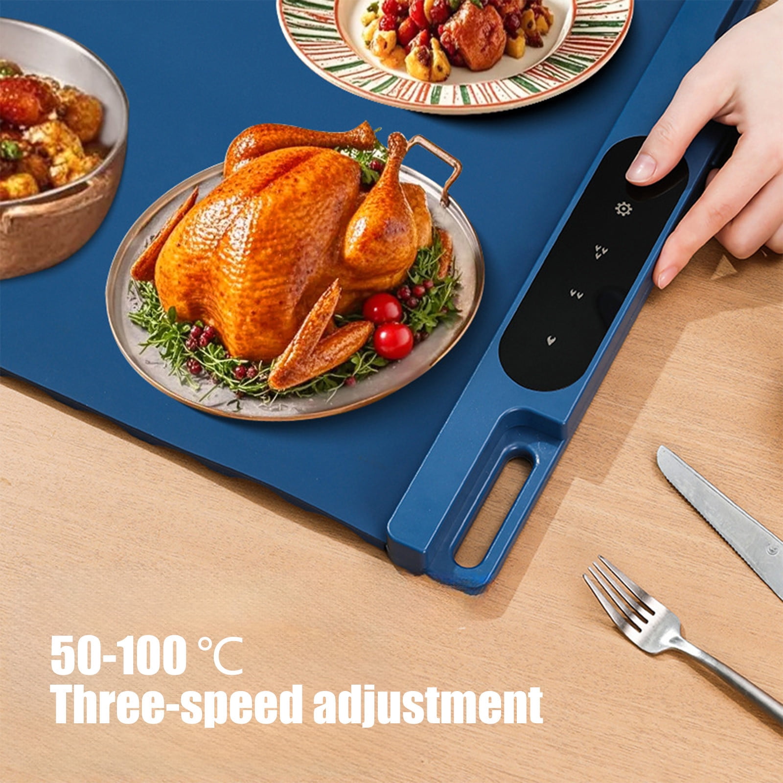 Warm Cutting Board Foldable Multi-Functional Table Mat, Temperature Controlled Food Heating Tray for Kitchen Dining, Portable Heat Resistant Cutting Board, Silica Gel Food Warmer for Home Use