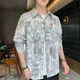 thumbnail image 3 of Camisas para hombre con estampado de camuflaje y bolsillo, camisa para hombre, cuello en I, cosas baratas, estilo coreano, moda original y regular para hombre 2024 XXL, 3 of 4