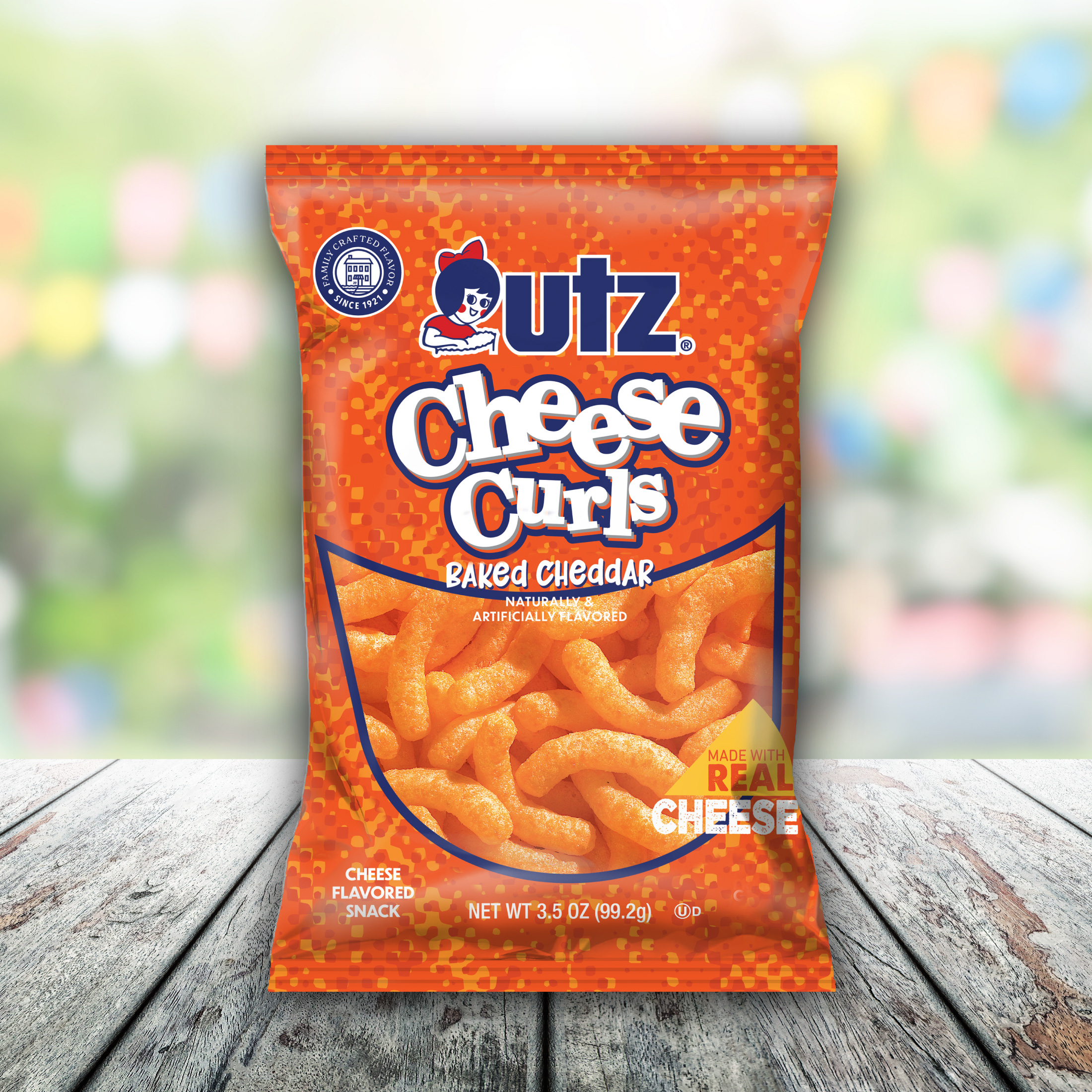 Utz Cheddar Cheese Curls, 3.5 oz Bag