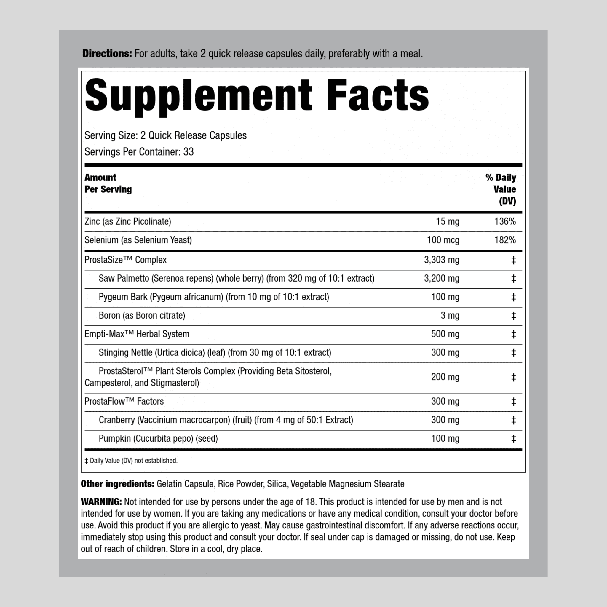 Saw Palmetto Complex | 66 Capsule Supplement for Men and Women | by Piping Rock