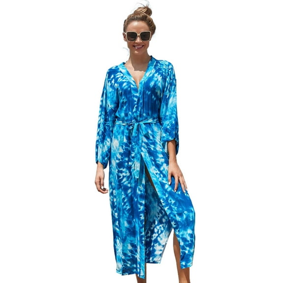 Print Kimono Beach Dress Sarongs Cover-up Swimwear Pareo Beach Tunic Bathing suit Saida de Praia Bikini cover up