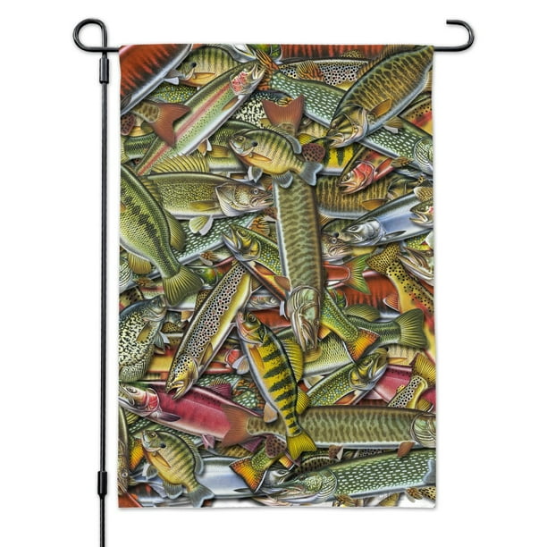 Oodles of Fish Fishing Salmon Trout Garden Yard Flag