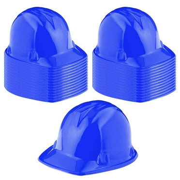 Construction Crew Party Pack - 36 Plastic Worker Hats for Kids Birthday Dress-Up Fun! Perfect for Construction Themed Parties in Blue Color.