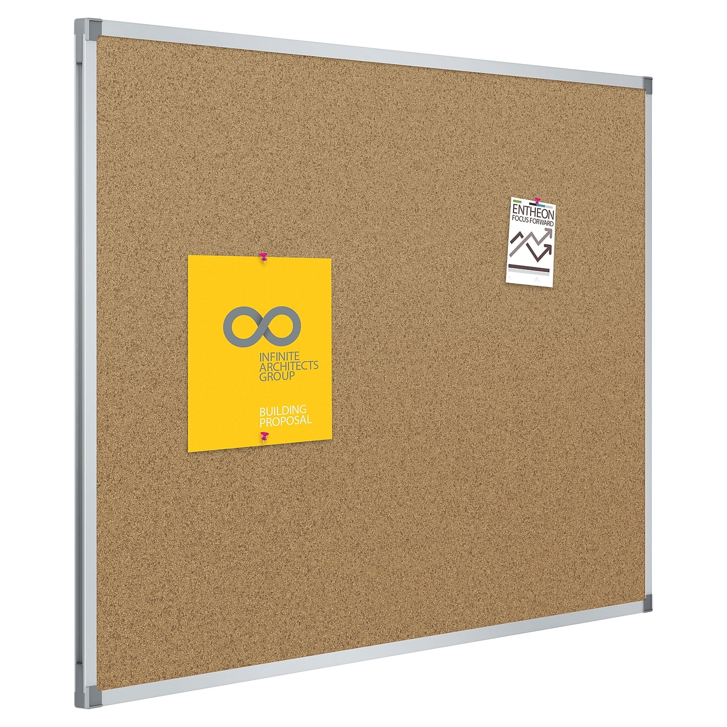 Quartet Basic Cork Bulletin Board 4 x 3 Aluminum Frame - Cork Boards
