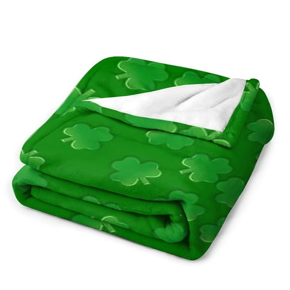 St Patricks Day Shamrock Throw Flannel Blanket Soft Blanket for Bedding Sofa 50 x 60 Inches