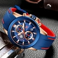 thumbnail image 4 of Men's Watches Multifunction Chronograph Complete Calendar Waterproof Sport Quartz Wristwatches Luxury Blue Silicone Strap, 4 of 6