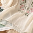 thumbnail image 6 of Boho Linen Tops for Women 3/4 Sleeve Embroidered Crew Neck Blouses Trendy Summer Casual Tops Pullover Shirts by Yigetop Beige L, 6 of 6