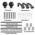 thumbnail image 5 of Black Curtain Rods for window 18 to 110 or 118 inches Max, Adjustable Length, Diameter 6/8 Inch, 100% Mental, 5 of 5