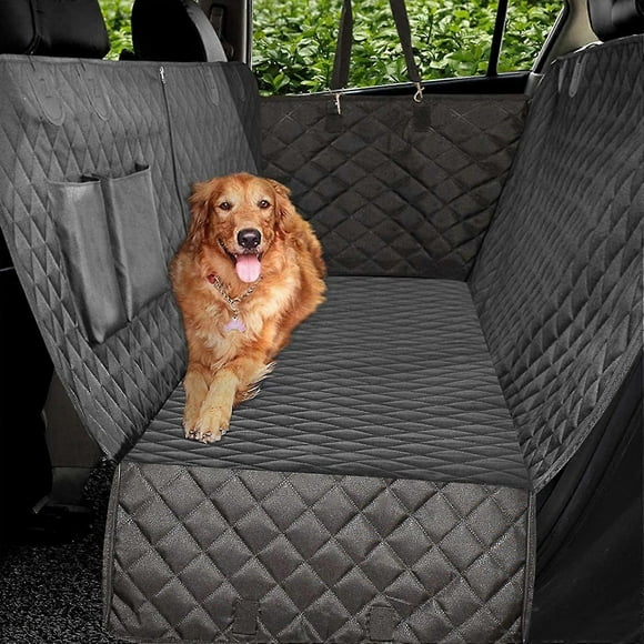 Protector de asiento de coche, funda para asiento de perro con alas laterales, funda para asiento trasero de mascota (negro), hamaca convertible C