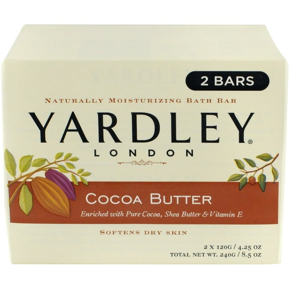 Yardley London, Cocoa Butter Naturally Moisturizing Bath Bars, 4.25 oz, 2 Count
