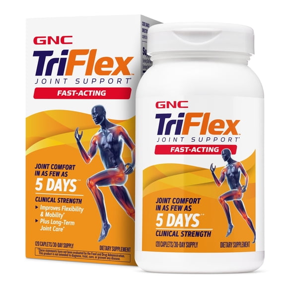 GNC TriFlex Joint Support Fast-Acting, for Long-Term Care and Comfort, Clinical Strength, 120 Caplets