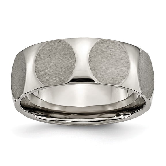 Titanium Faceted 8mm Satin Band Ring - Size 6.5