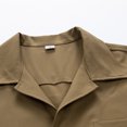 thumbnail image 4 of Chiccall Mens Button Down Shirts Solid Summer Short Sleeve Beach Tops Blouse with Pocket M Khaki, 4 of 5