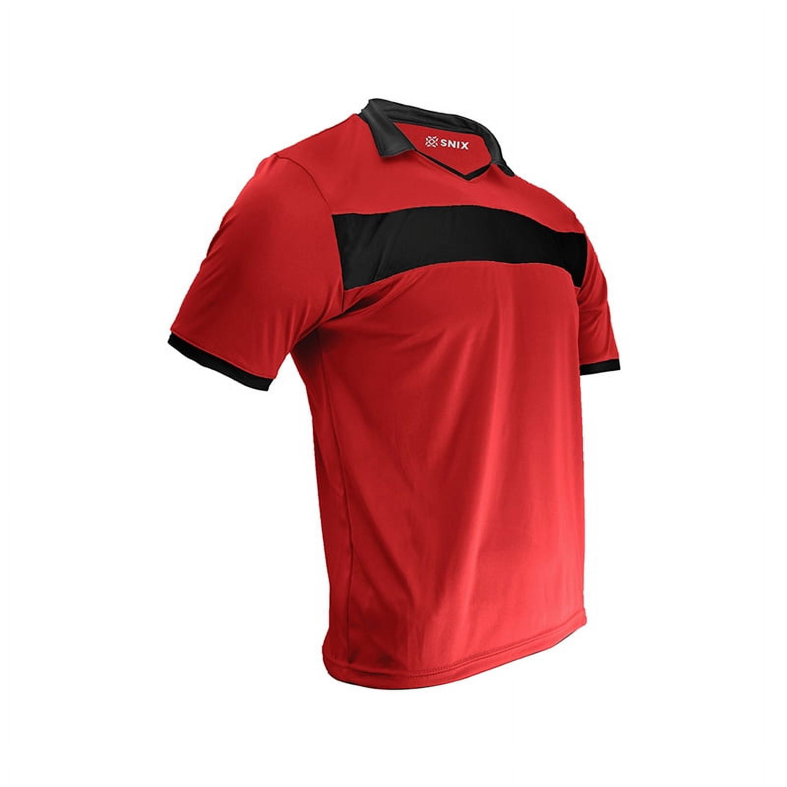 Polera De Futbol Para Adulto Zid Rojo Franja Negra Talla Xl