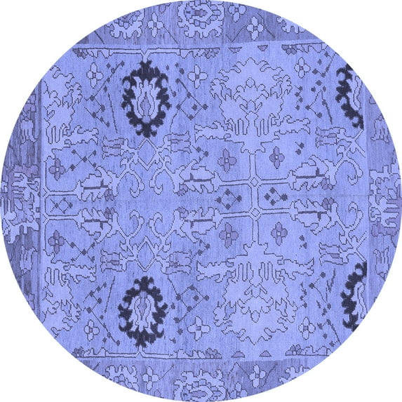 Ahgly Company Indoor Round Oriental Blue Traditional Area Rugs, 6' Round