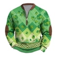 thumbnail image 2 of Yaoyar Mens St Patrick's Long Sleeve T-Shirt Crewneck Half Zipper Long Sleeved Shirts Top, 2 of 5