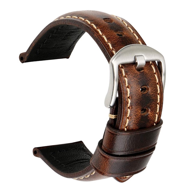 Flmtop Bracelet de Montre Vintage Réglable en Cuir Véritable 20/22/24mm Remplacement