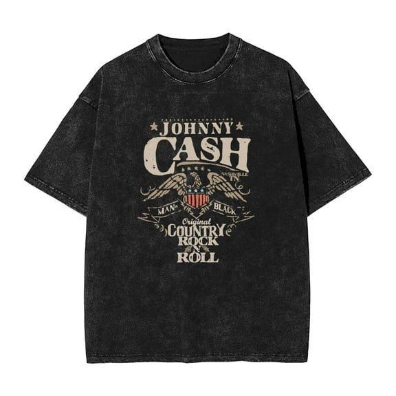 Johnny Cash Men's Cotton Summer T-Shirts Vintage Tee Loose Fit Short Sleeve Casual Tshirts for Men Women M