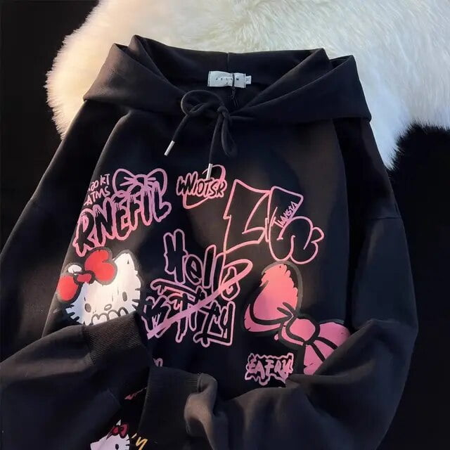 Black hello hotsell kitty hoodie