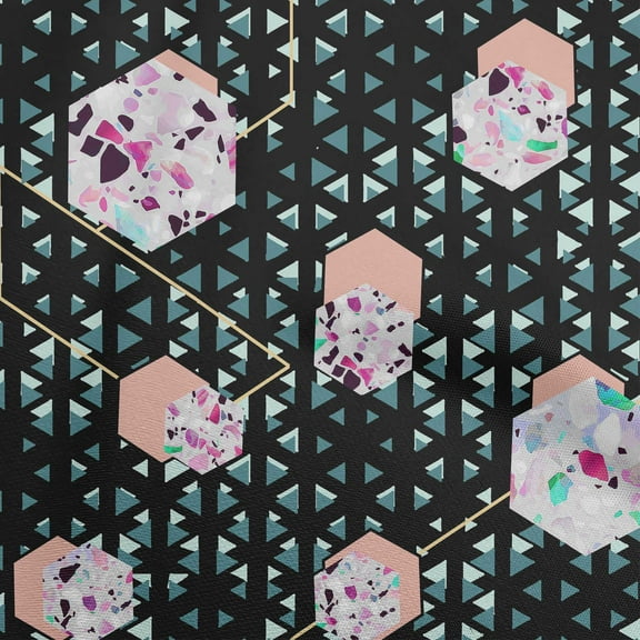 oneOone Cotton Flex Black Fabric Geometric Sewing Fabric By The Yard Printed Diy Clothing Sewing Supplies 40 Inch Wide-IC