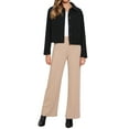 thumbnail image 2 of Chaqueta corta para mujeres, casual, de manga larga, con frente abierto y cierre de botones, abrigo exterior con bolsillos, color negro, 2 of 6