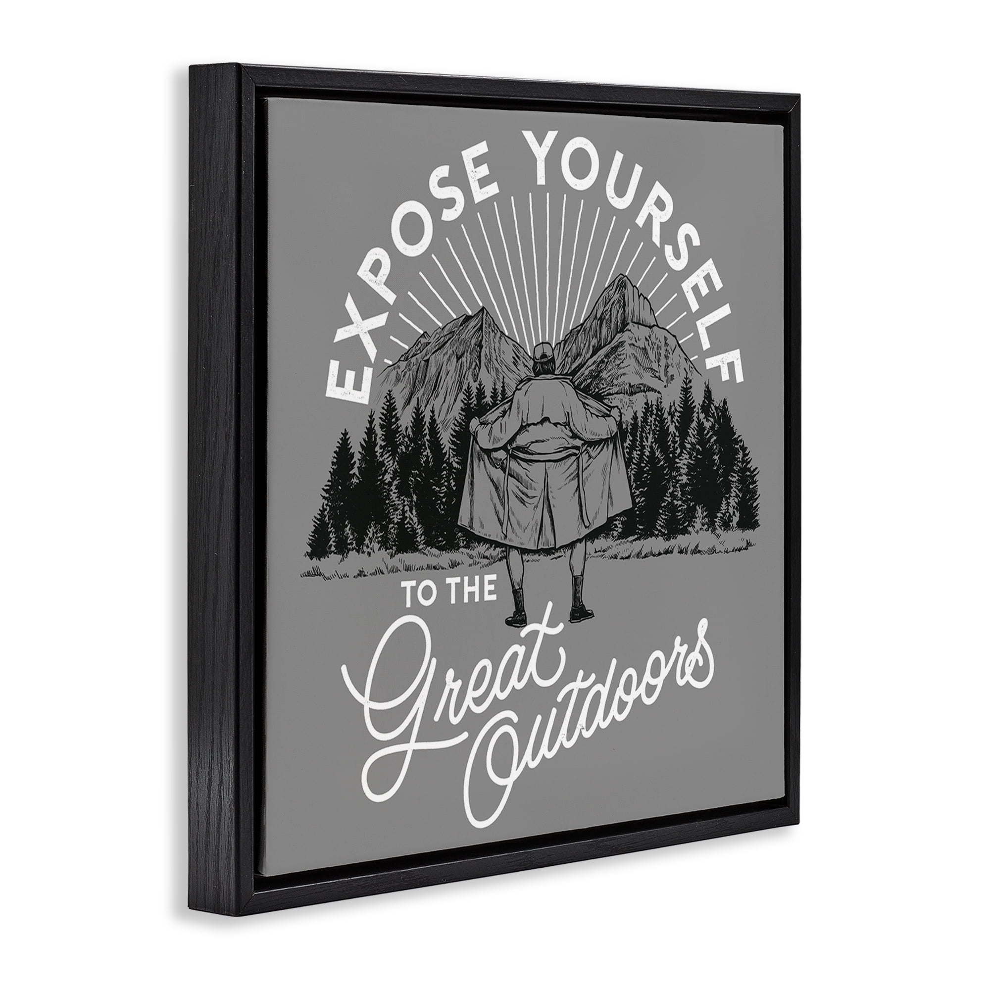 Stupell Industries Expose Yourself Funny Novelty Painting Black Floater Framed Art Print Wall Art, 25 x 25