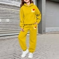 thumbnail image 2 of CONZONE Toddler Girls Sweatsuits Fall Winter 2 Piece Set Long Sleeve Letter Graphic Hoodies and Sweatpants Casual Girls Outfits Size 4-5 Years, 2 of 4