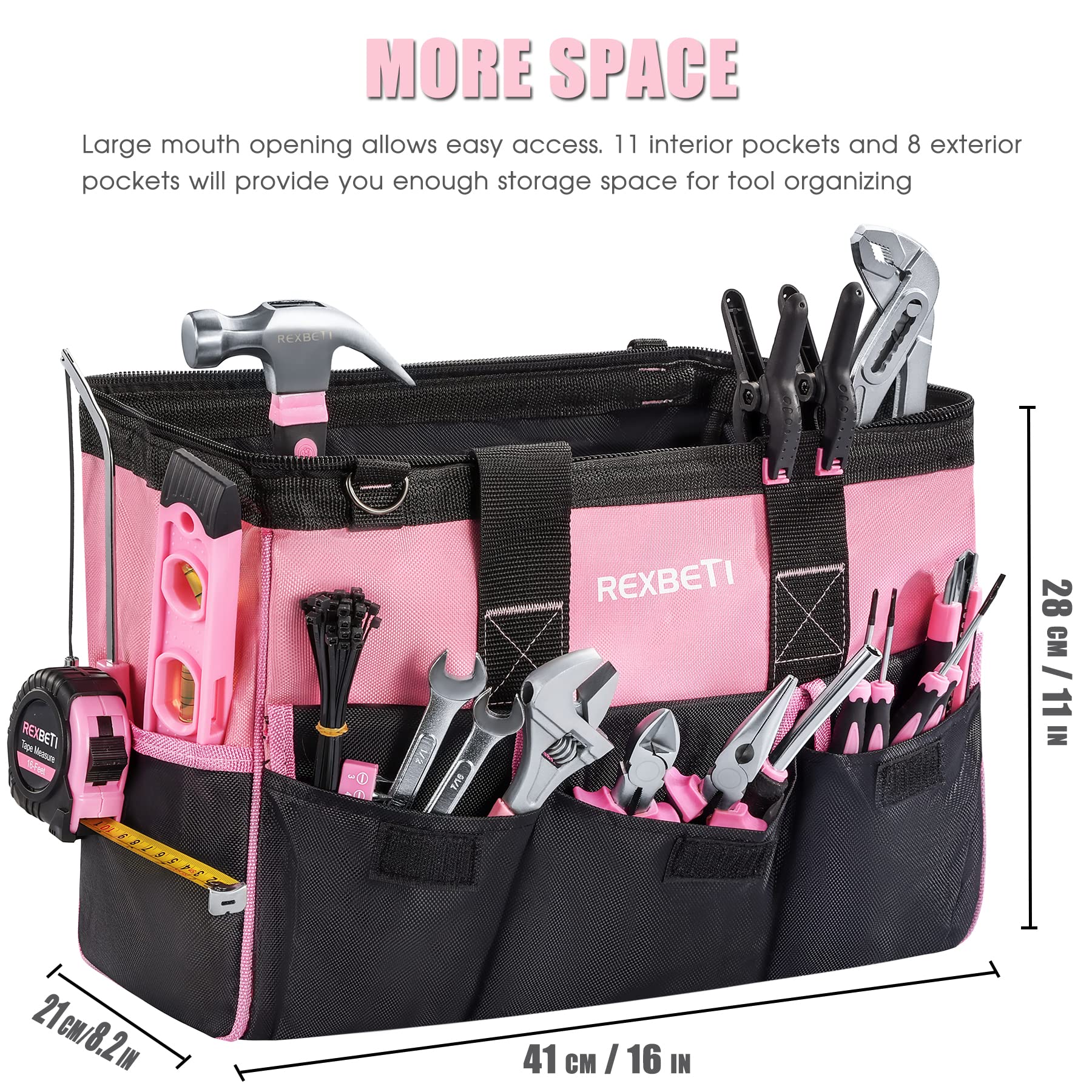 219-Piece Pink Tool Set, Ladies Hand Tool Set with 16 inch Tool Bag, Women  Home Repairing Tool Kit, Large Mouth Opening Tool Bag with 19 Pockets,  Perfect for Home Maintenance and Daily
