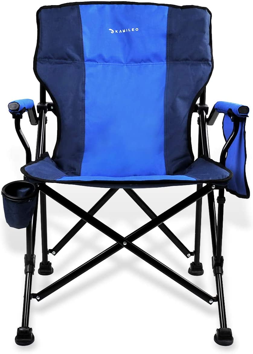 Kamileo Camping Chair, Folding Portable Lawn Chair with Padded Armrest