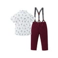 thumbnail image 2 of CARETOO Toddler Baby Boy Clothes Suit Gentleman Wedding Outfits, Formal Dress Shirt with Bowtie + Suspender Pants 1-5 Years, 2 of 20