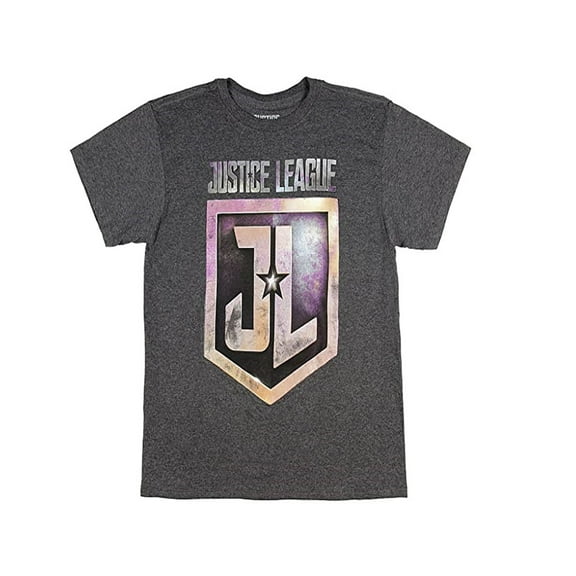 DC Comics Little Boys' Justice League The Movie JL Logo Licensed T-Shirt (X-Small - 6) Heather Charcoal