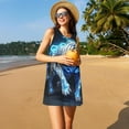 thumbnail image 3 of Logiee Futuristic Blue Light White Tiger Print Summer Dresses for Women,Beach Sleeveless Flowy Pocket Tshirt Tank Sundresses,Women's Sleeveless Dress, 3 of 7