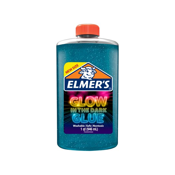 Elmer?s Glow in the Dark Liquid Glue, Washable, Blue, 1 Quart, Glue for