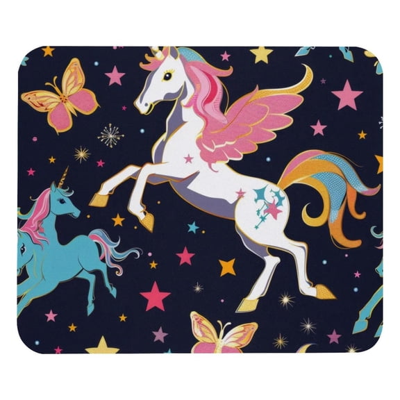 PhooArto Comfortable Mouse Pad Butterflies and Unicorn Pattern Desktop Mousepad , 21 x 25 cm Mouse Mat, Non-Slip Rubber Base, Improves Speed and Precision