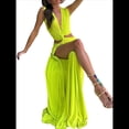thumbnail image 2 of Vestido de Mujer , Ajustado, Irregular, con Aberturas Laterales, Escote en V Profundo y Aberturas en el Bajo. Verde M, 2 of 8